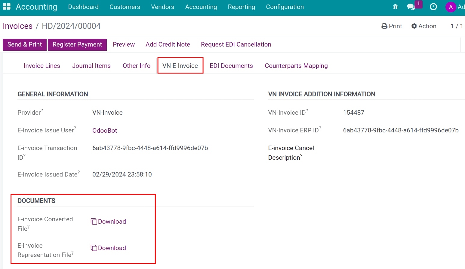 Download e-invoice pdf