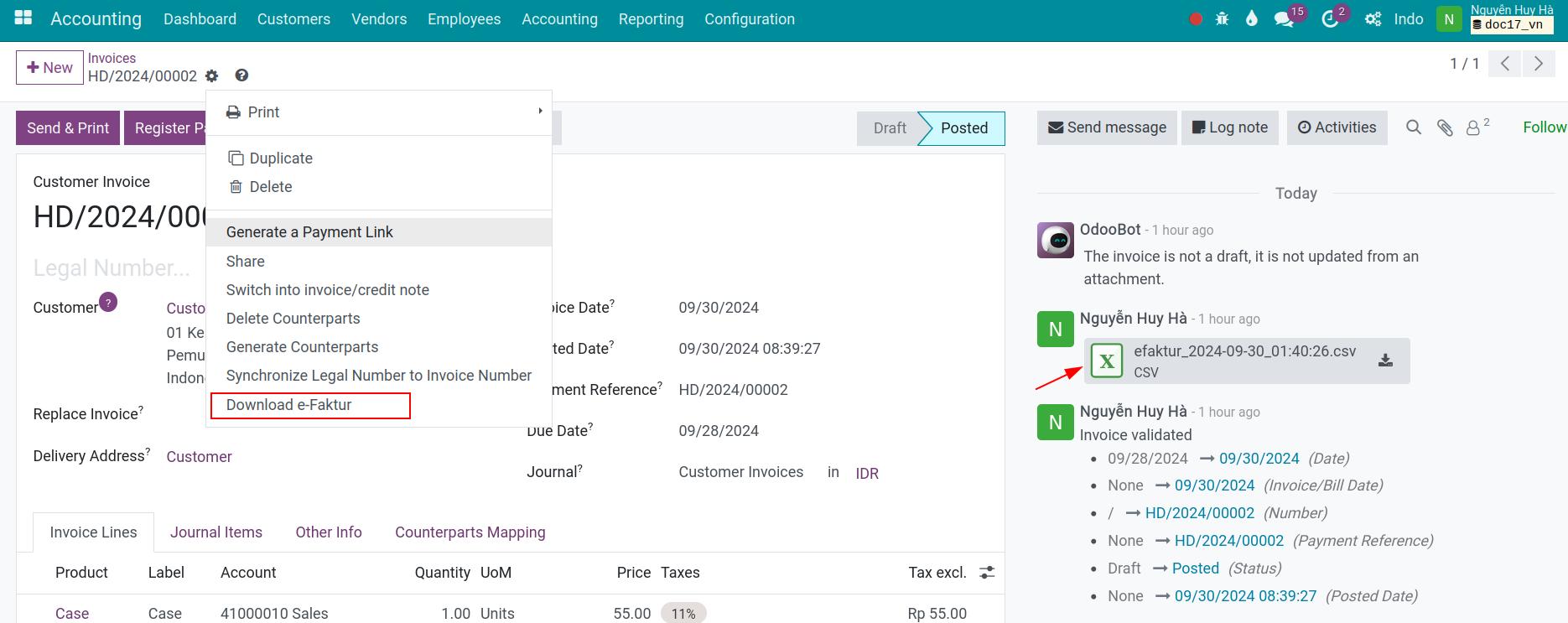 download the e-invoice