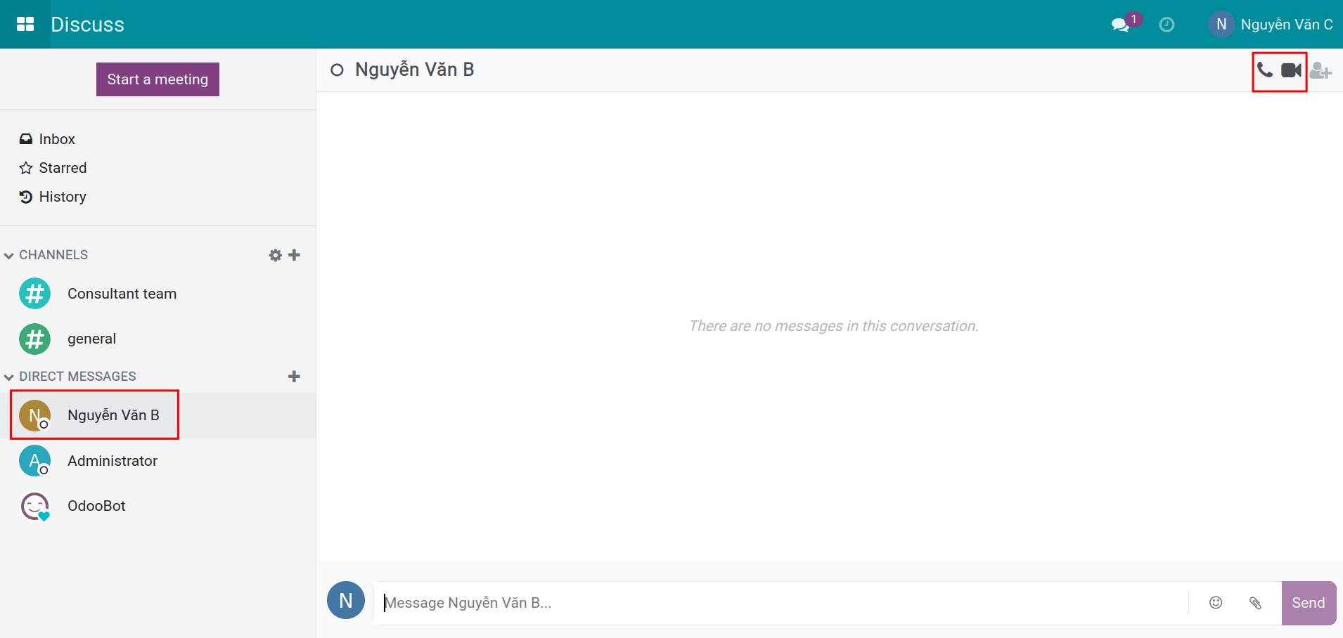 Create a meeting from direct messages