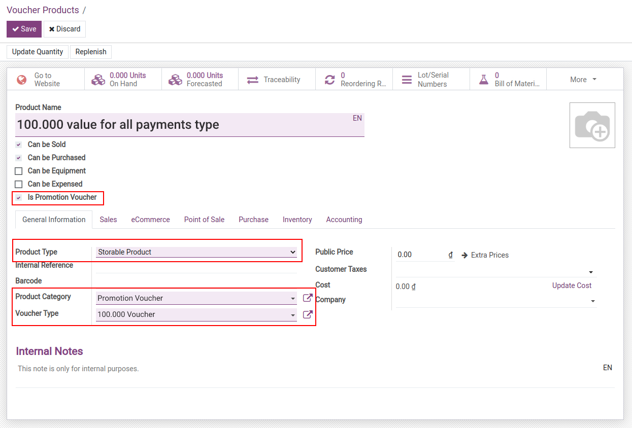 Create a Voucher product