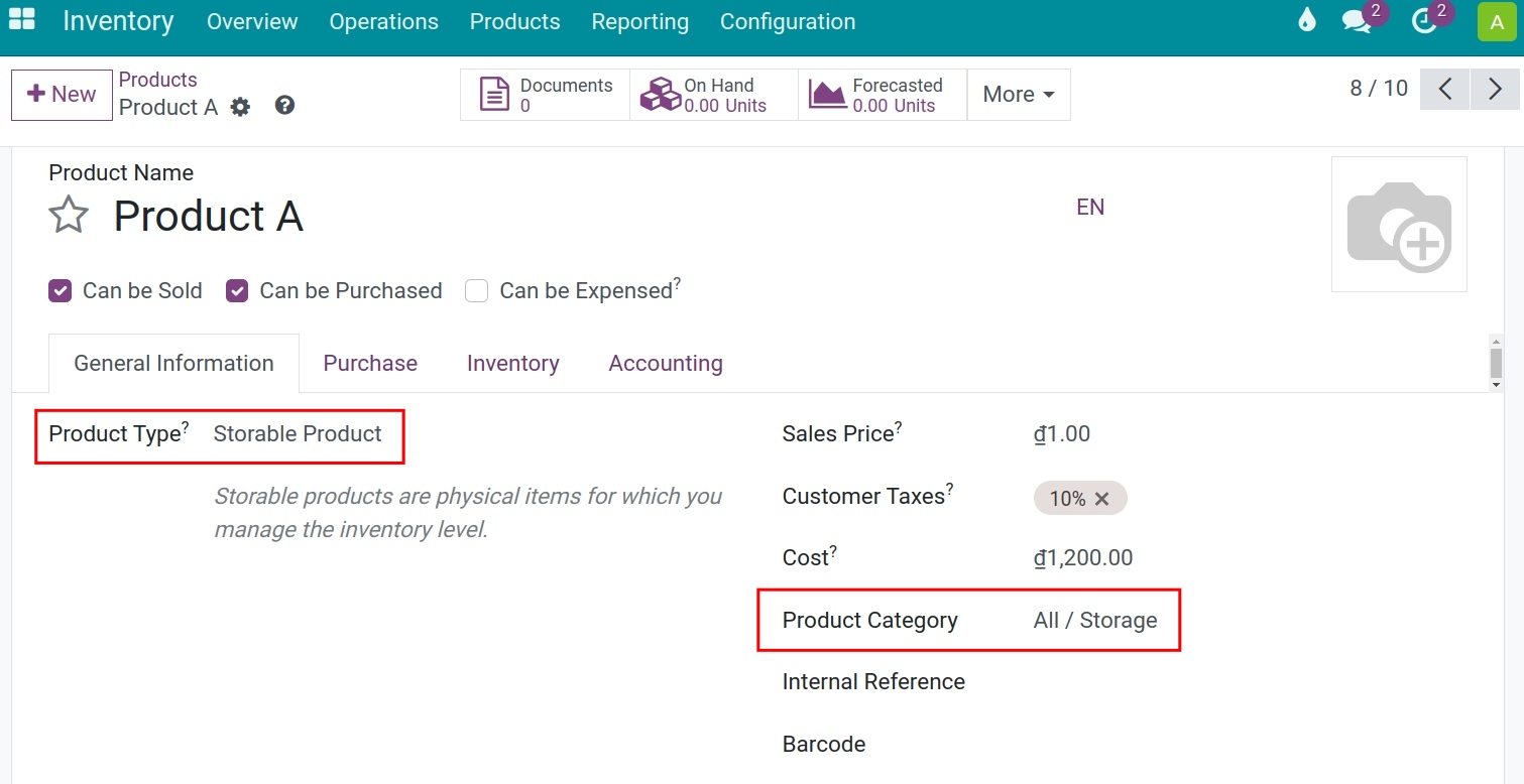 Set up inventory valuation on a product in Viindoo