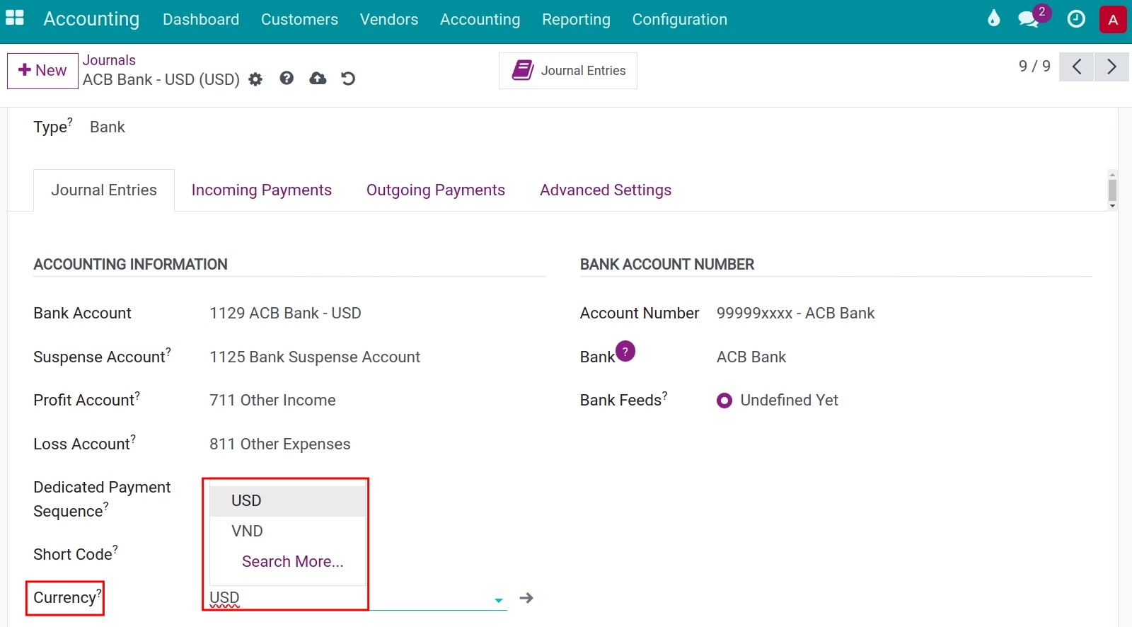 Configure foreign currency for a journal in Viindoo