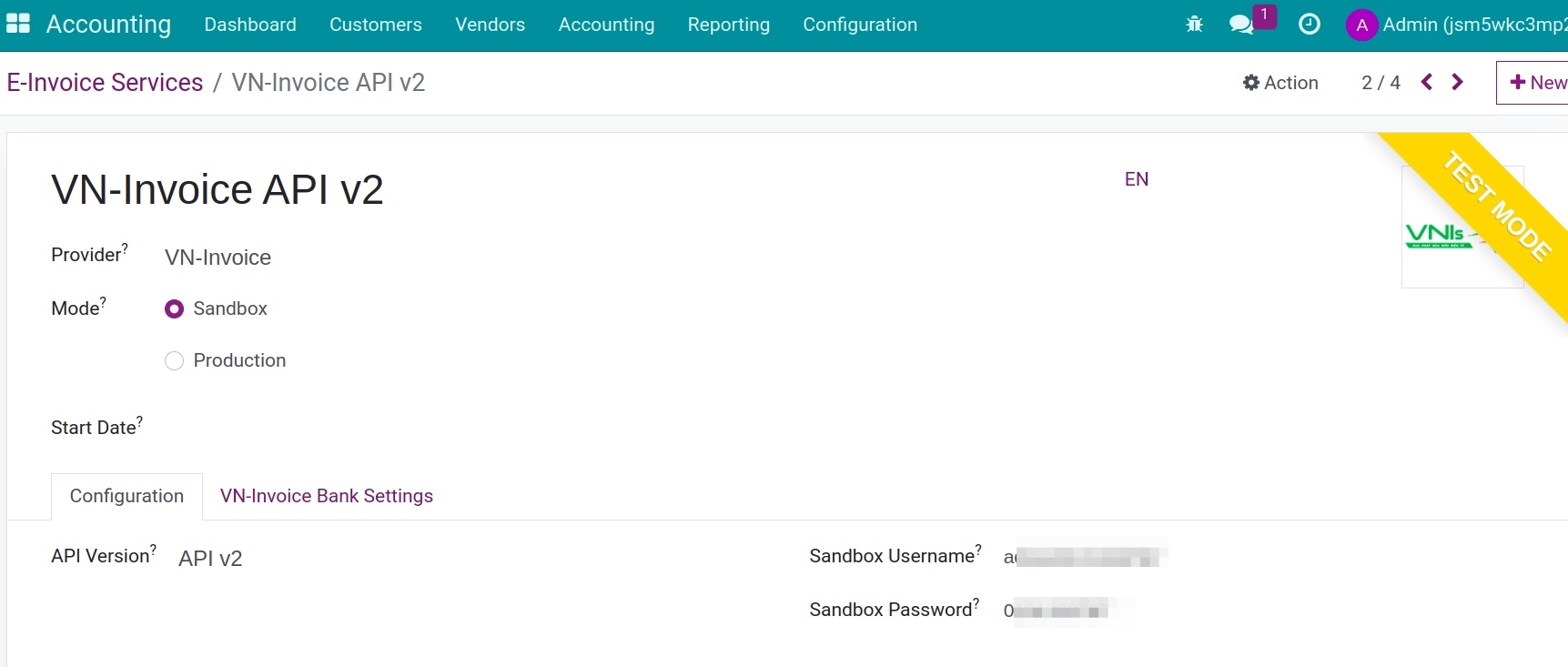Set up VN-Invoice information