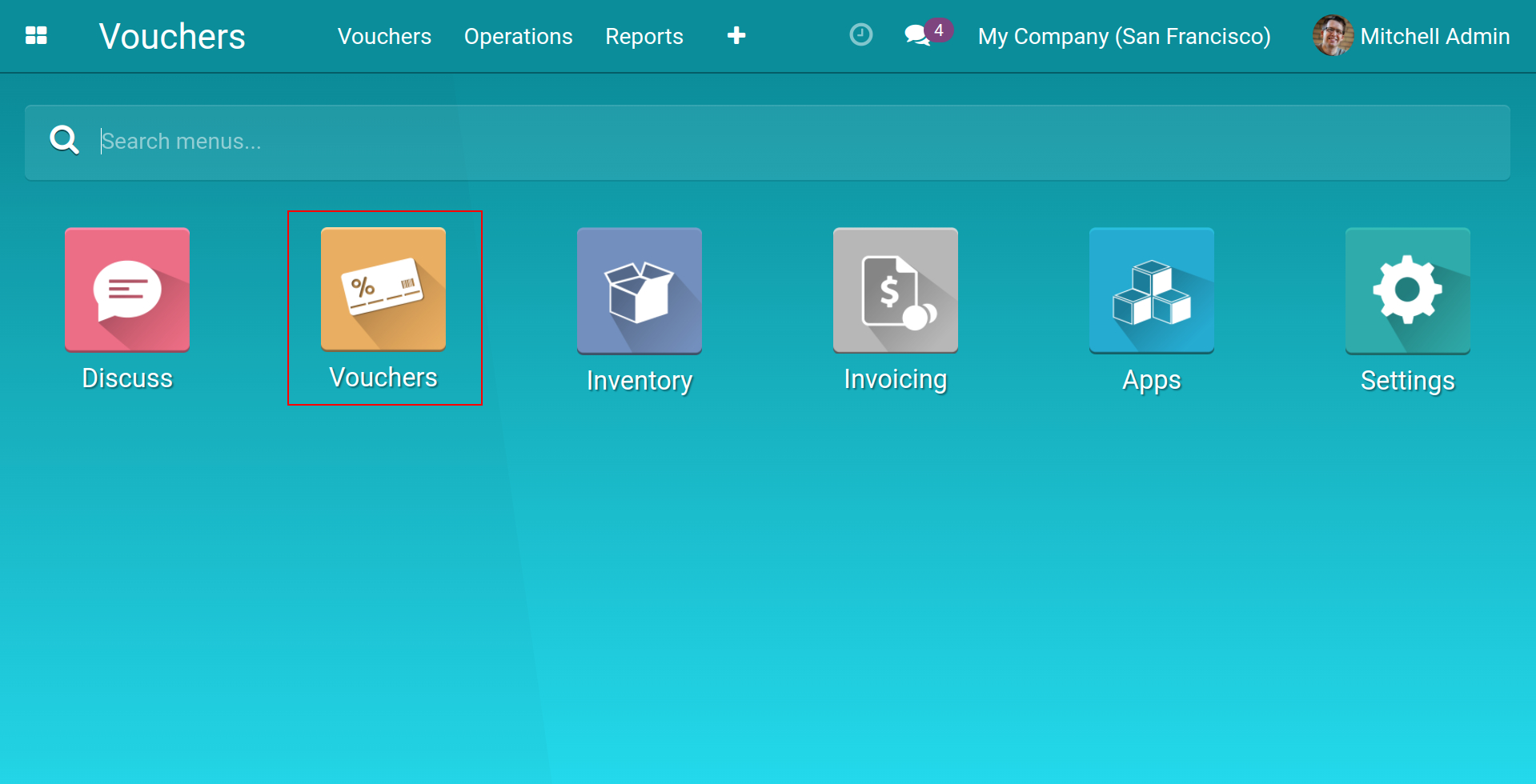 Navigate to Vouchers app