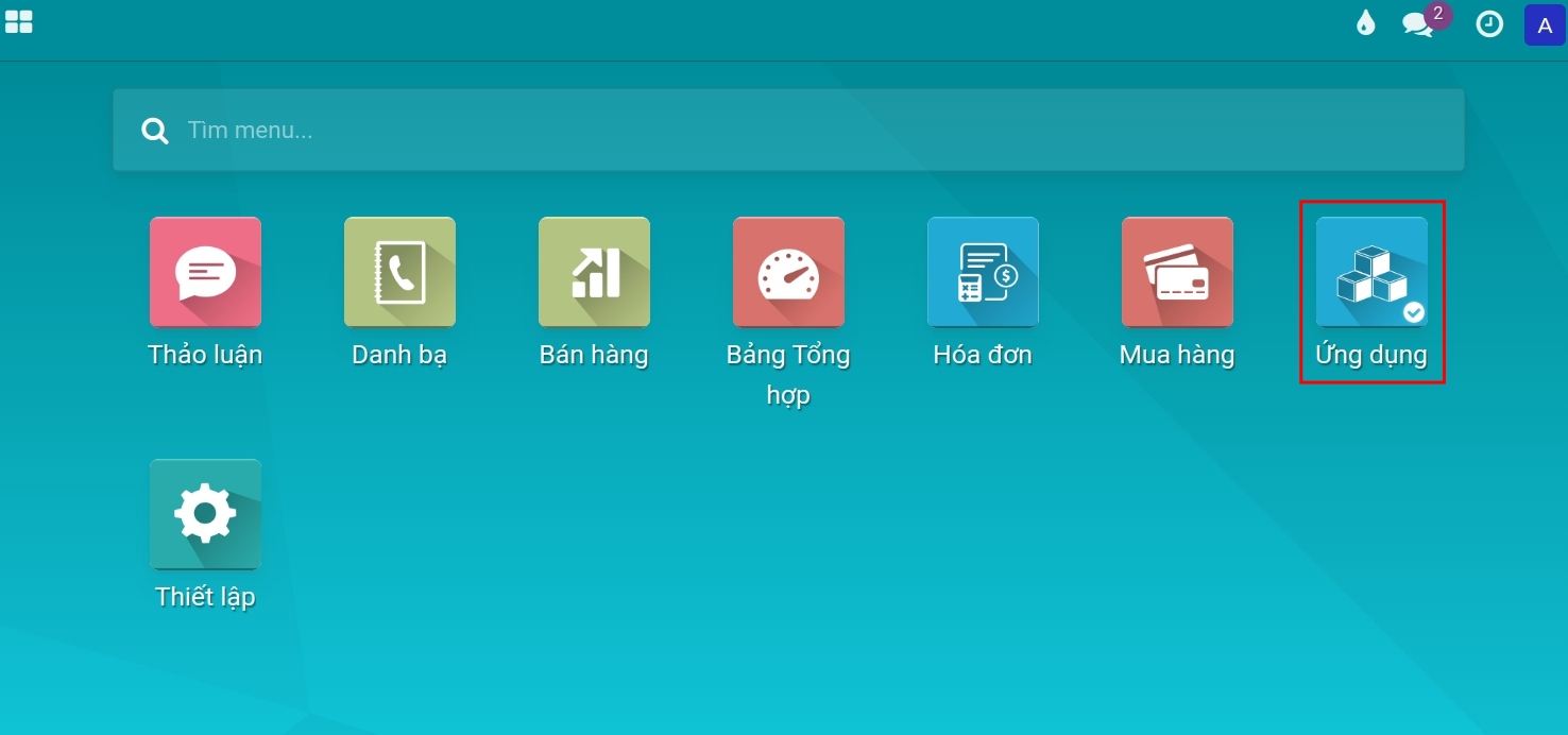 Truy cập Ứng dụng tại phần mềm Viindoo