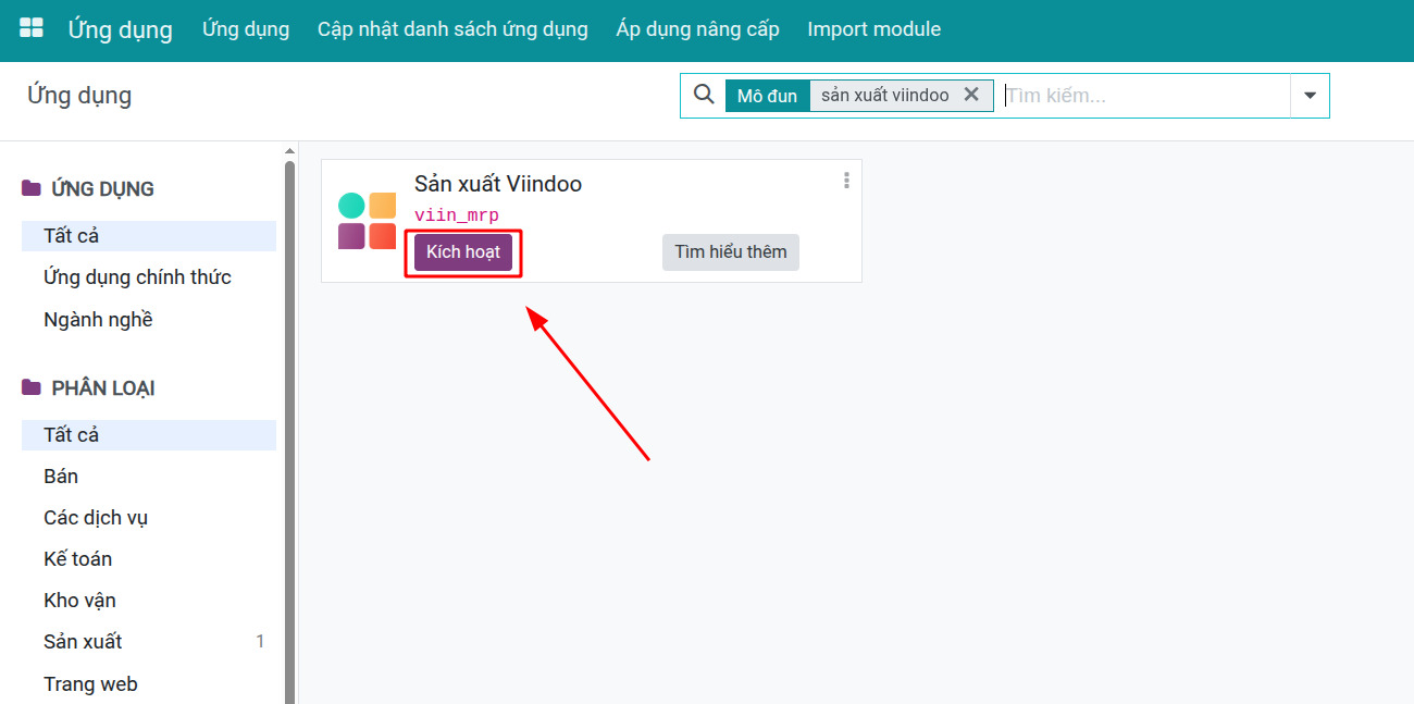 Kích hoạt Đóng gói thành phẩm