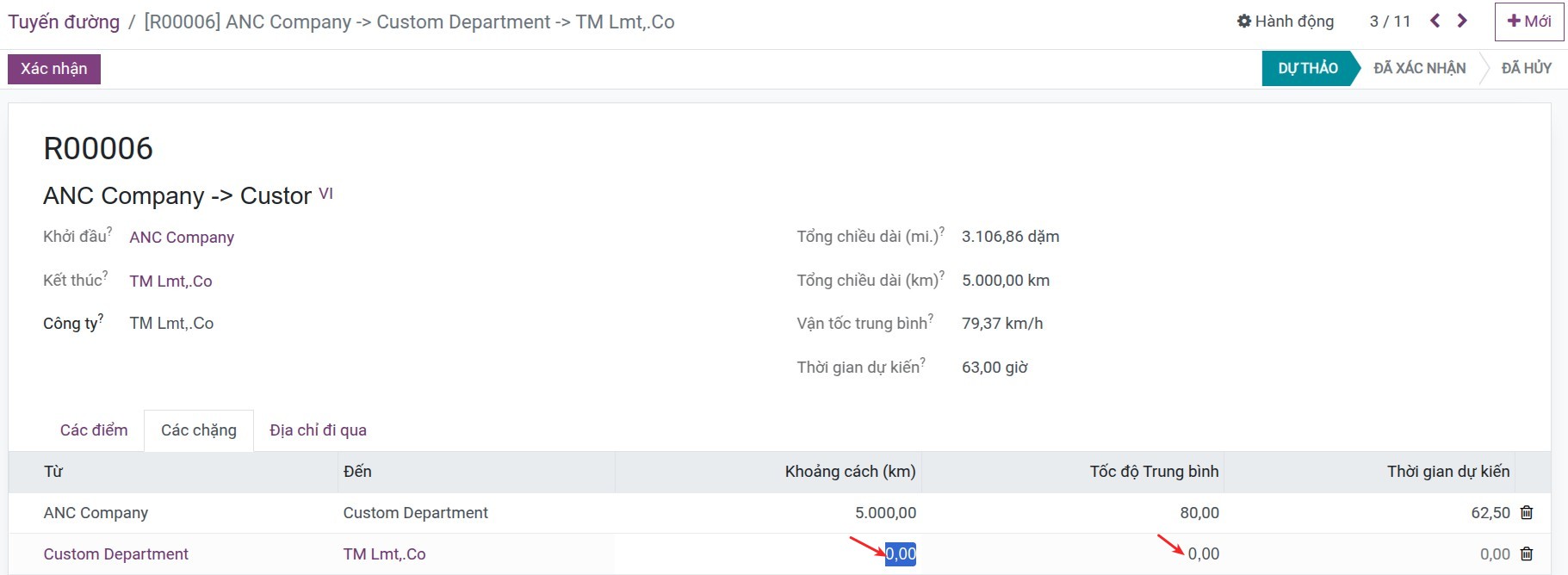 Routes section lines