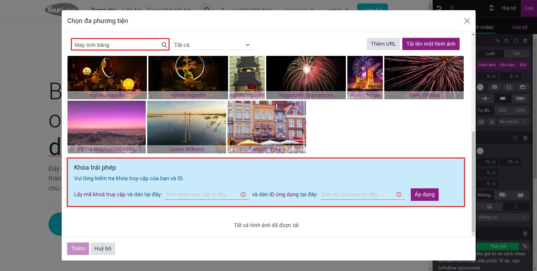 Unsplash yêu cầu Access key và Application ID