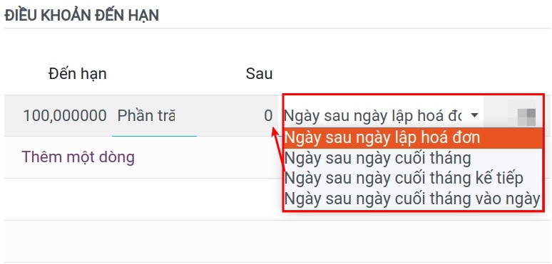 Tạo các quy tắc điều khoản thanh toán - Kế toán Viindoo