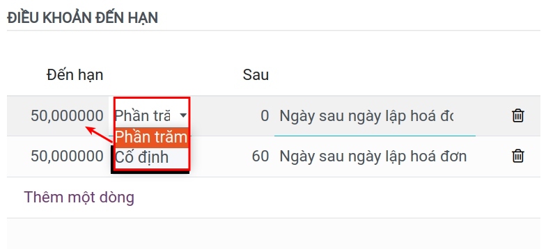 Tạo các quy tắc điều khoản thanh toán - Kế toán Viindoo