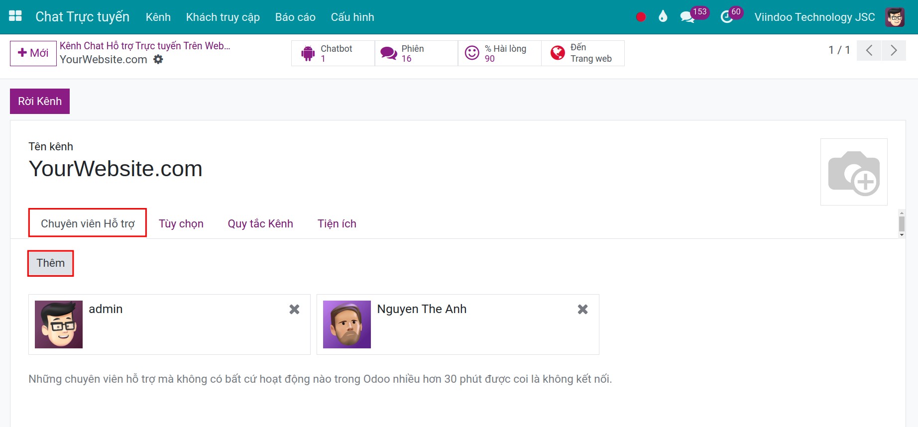 Thiết lập thông tin người vận hành