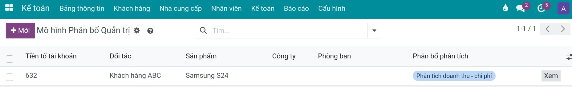 Tài khoản quản trị mặc định- Kế toán Viindoo
