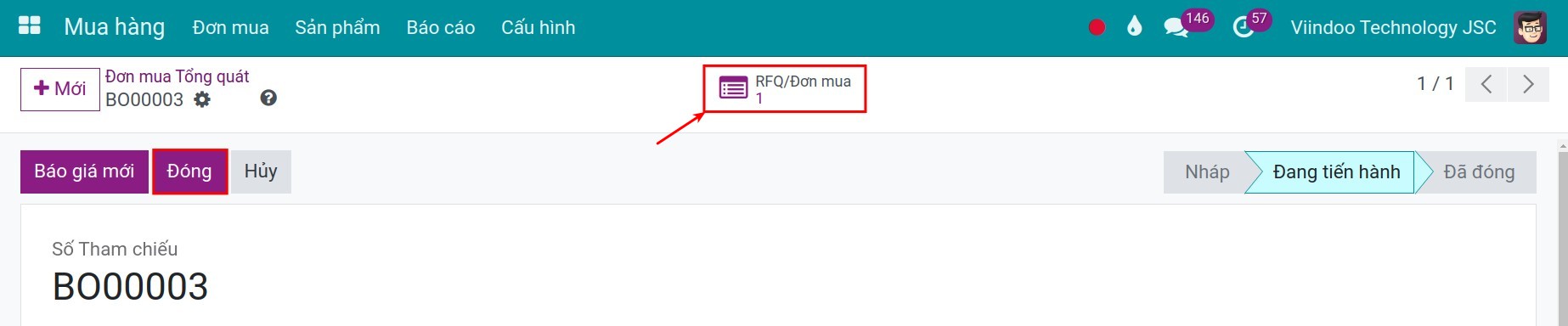 Thống kê số lượng Yêu cầu báo giá trên Thỏa thuận mua hàng