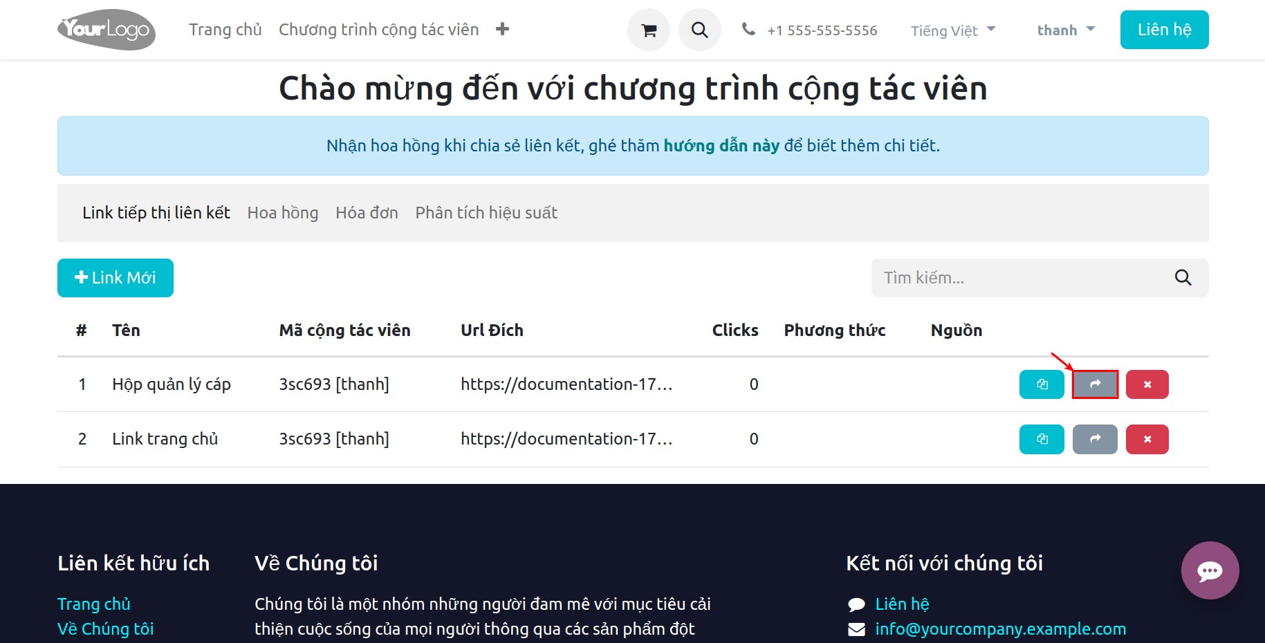 Chia sẻ affiliate link