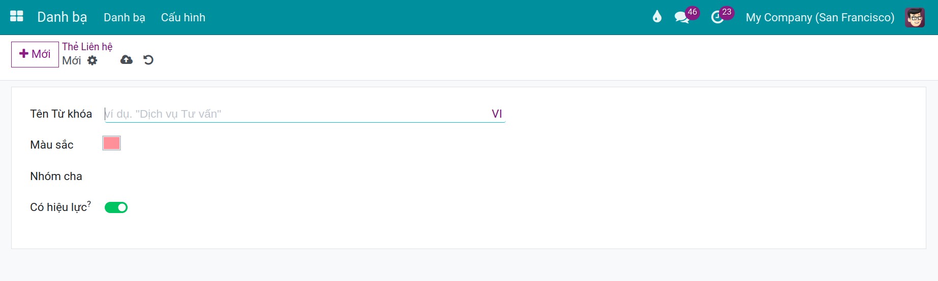 Tạo nhóm đối tác Danh bạ Viindoo