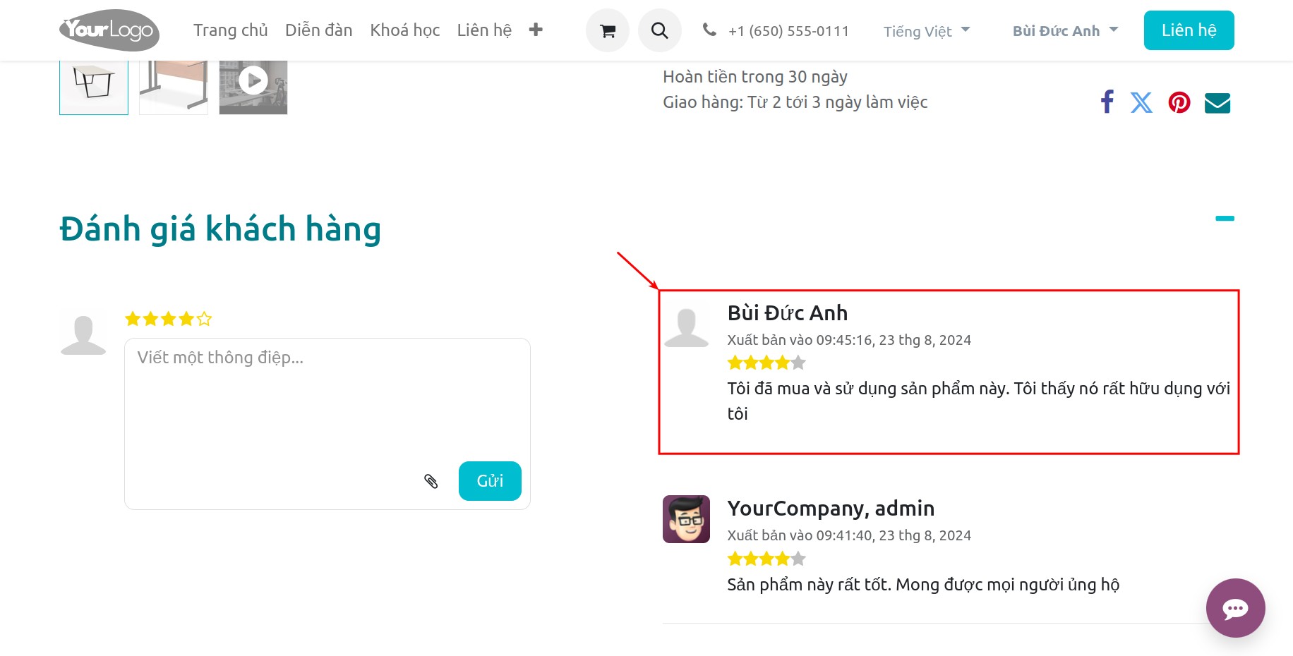 Xem thông tin đánh giá sản phẩm