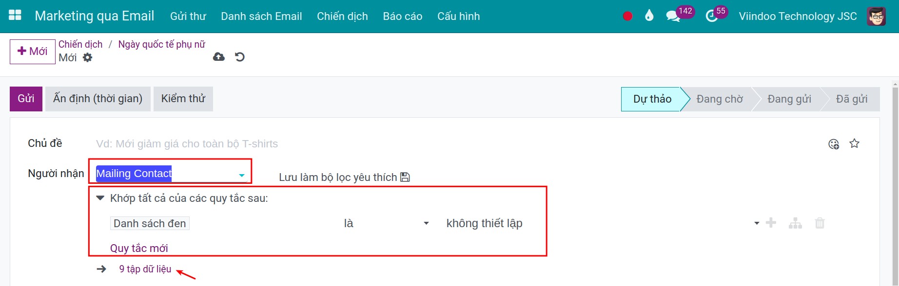 Điều kiện khớp cho loại mailing contact.