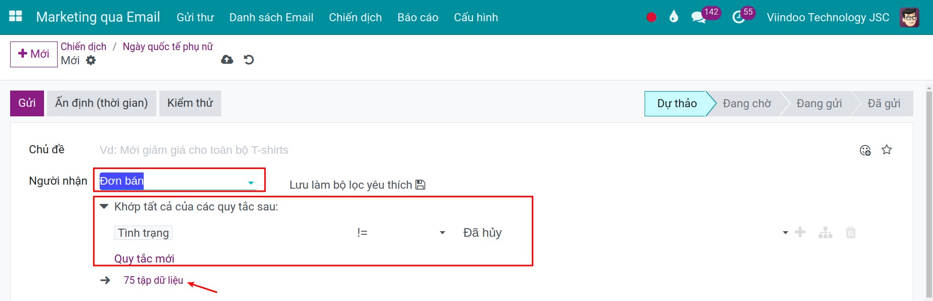 Điều kiện khớp cho loại đơn bán.