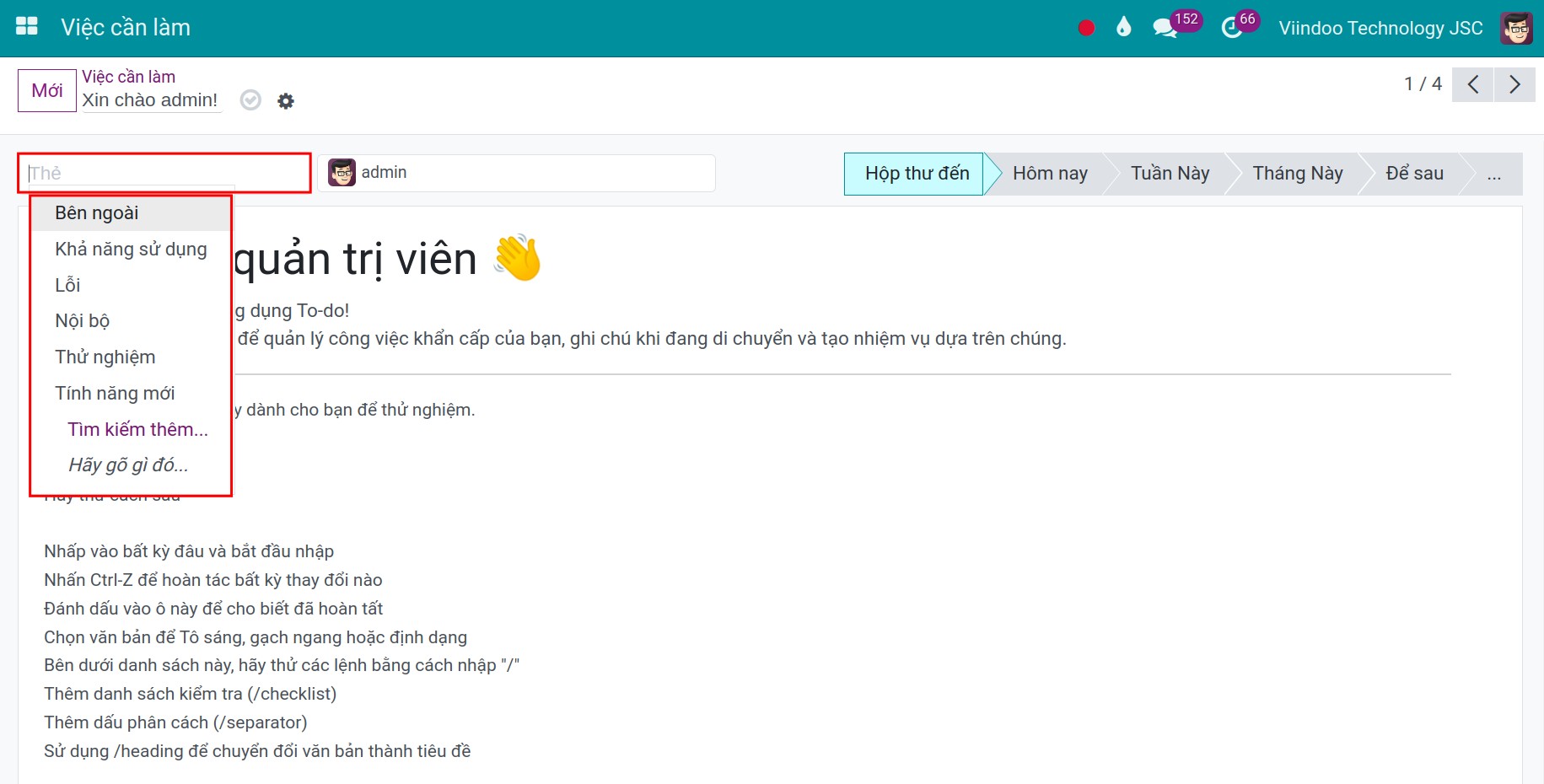 Tạo mới từ khóa trong mô đun Ghi chú - Viindoo