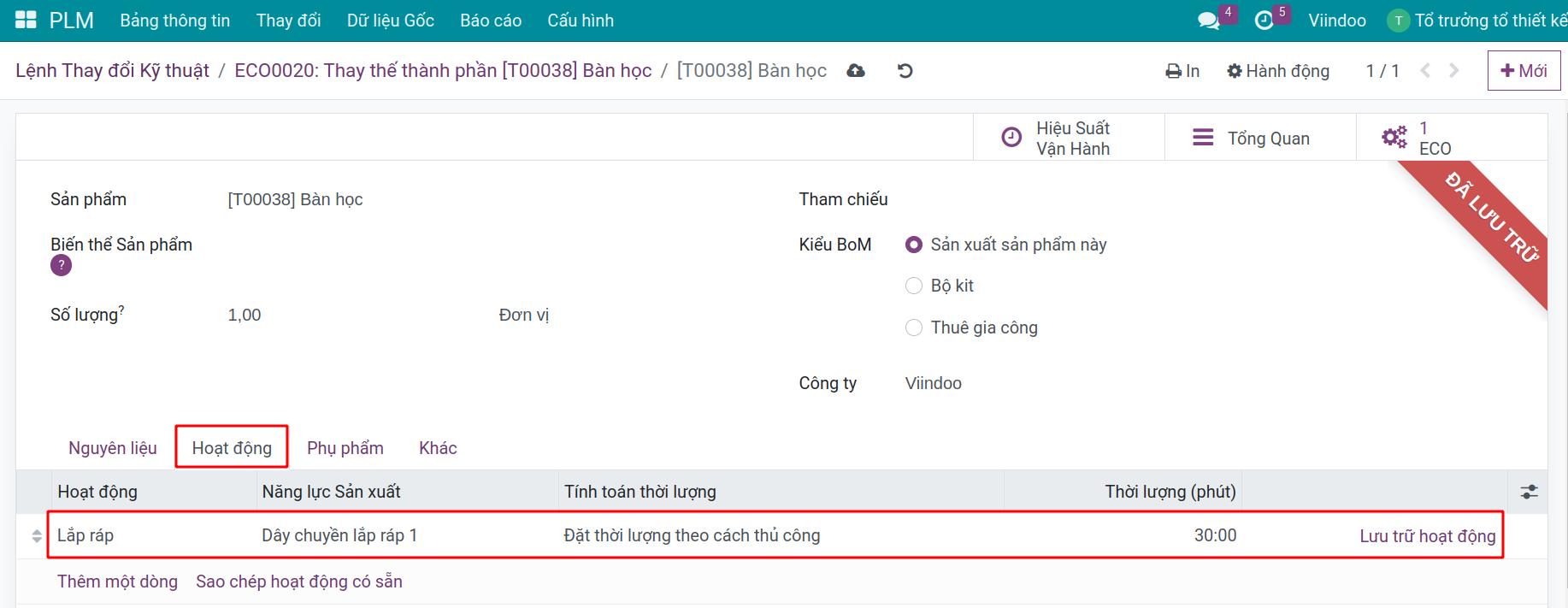 Sửa hoạt động sản xuất sản phẩm