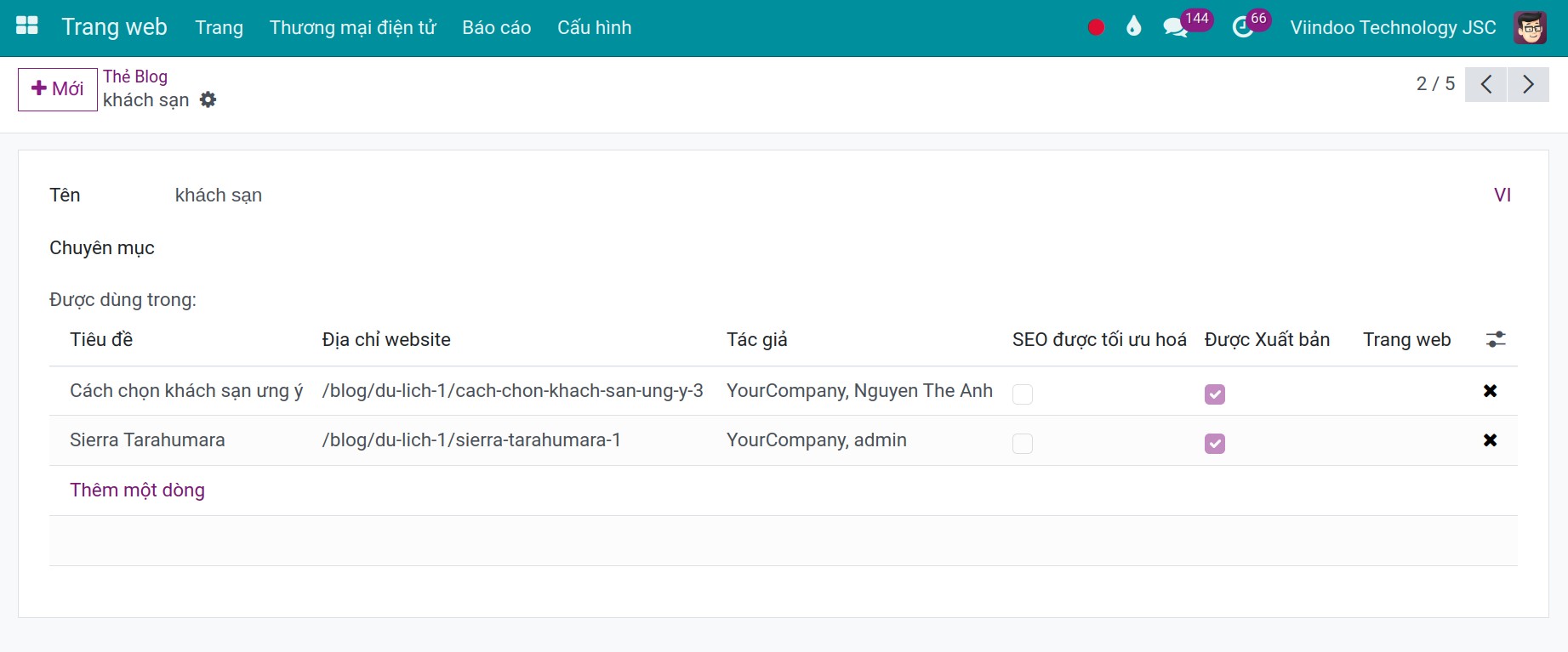 Tạo thẻ mới cho blog