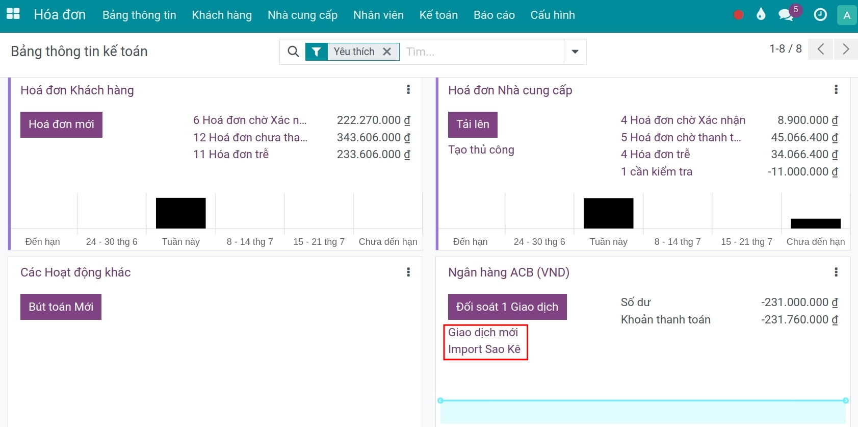 Chọn sổ nhật kí ngân hàng cần sao kê - Phần mềm kế toán Viindoo