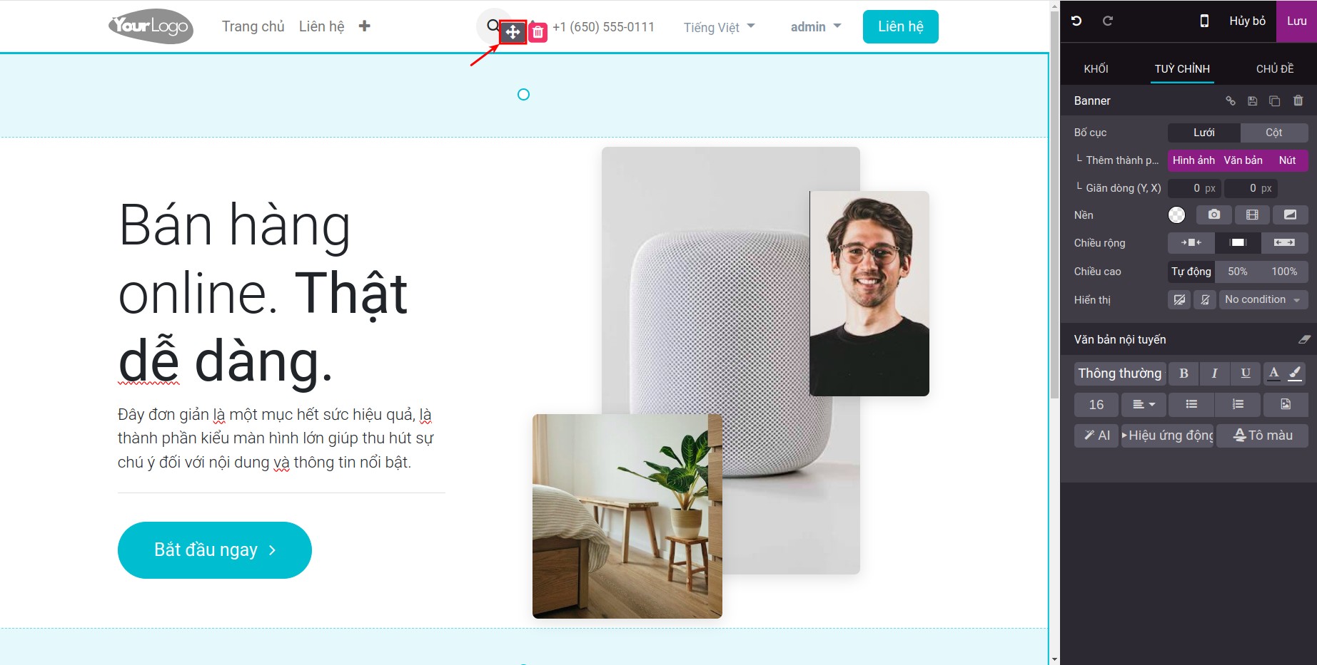 Di chuyển khối nội dung
