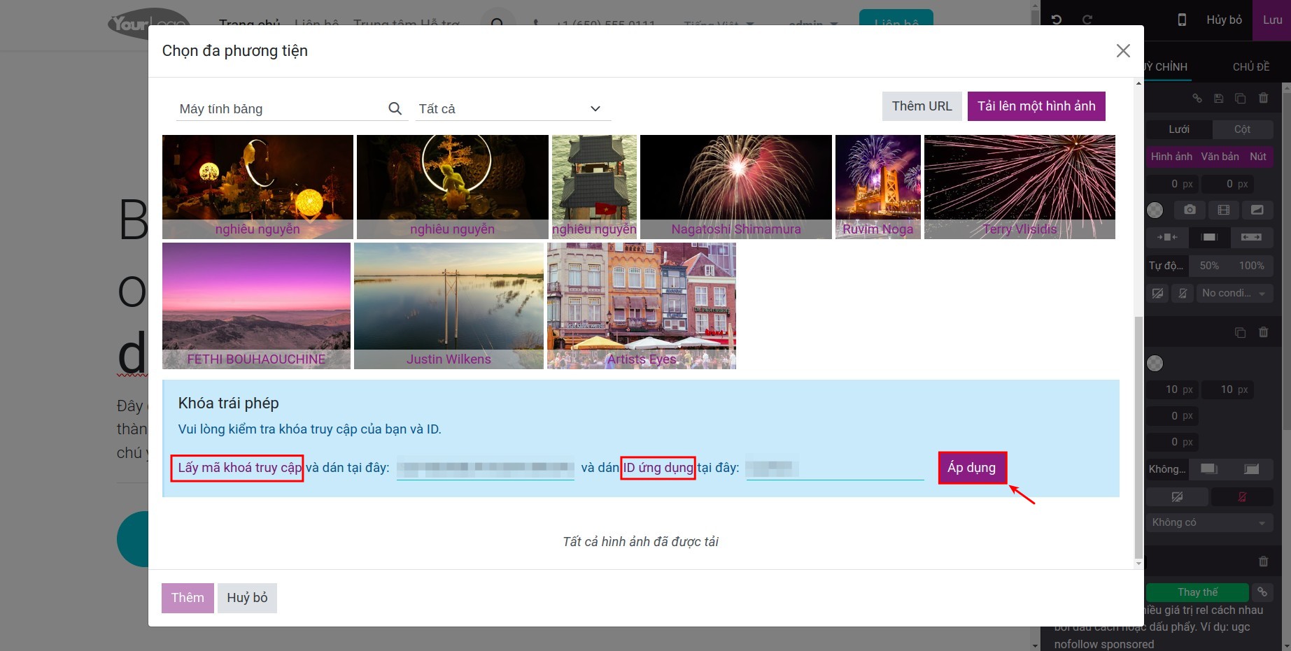 Áp dụng Access key và Application ID
