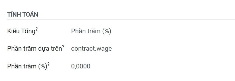 Kiểu công thức tính toán Phần trăm Quy tắc lương Bảng lương Viindoo