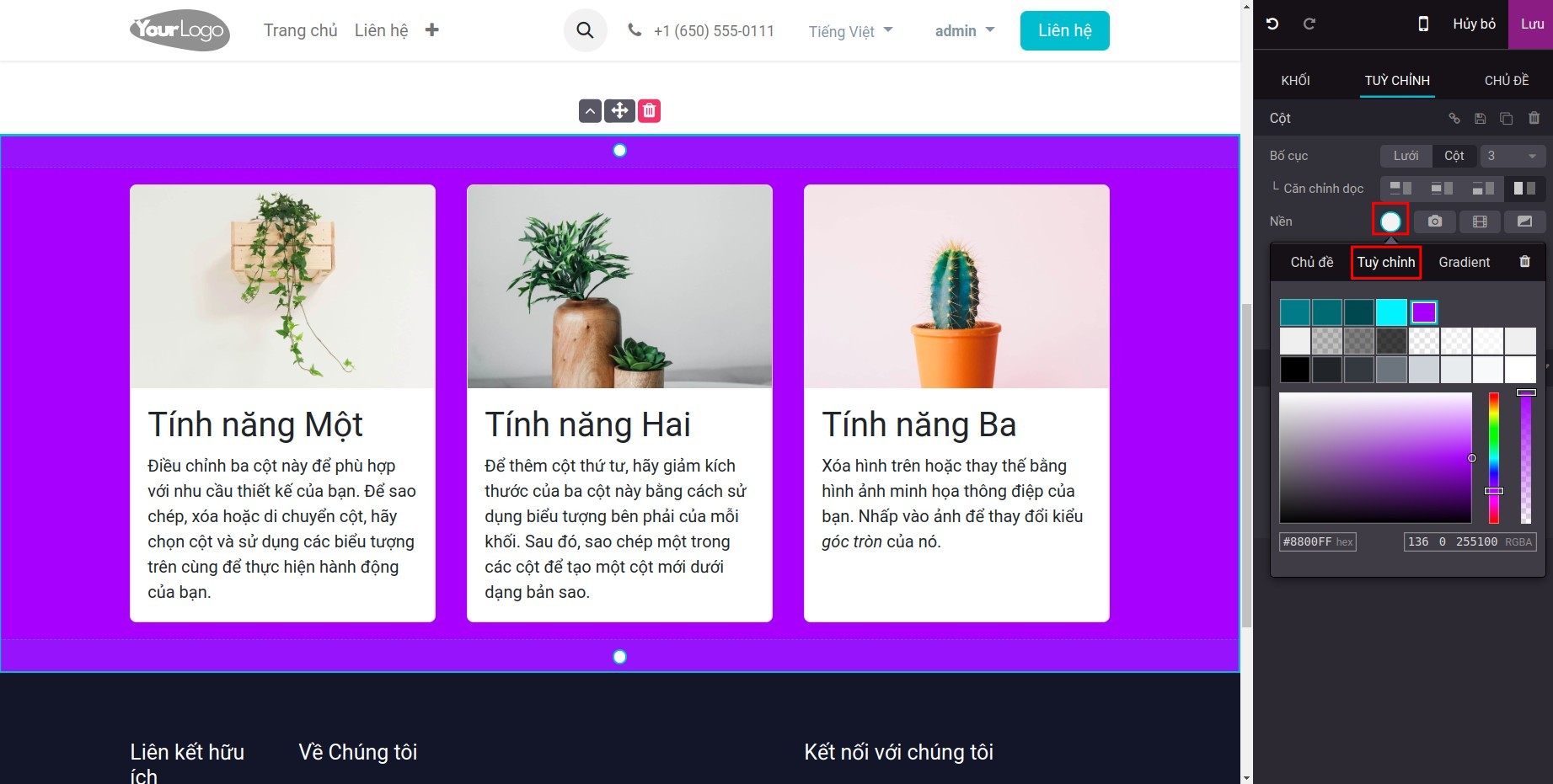 Thay đổi màu nền