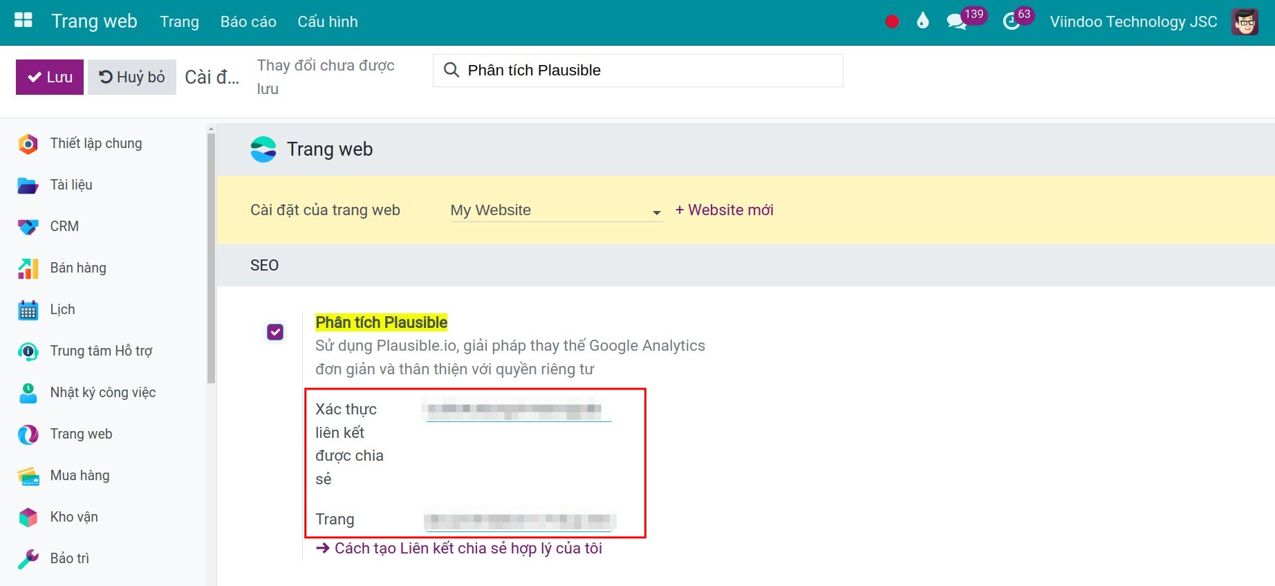 Kích hoạt tính năng