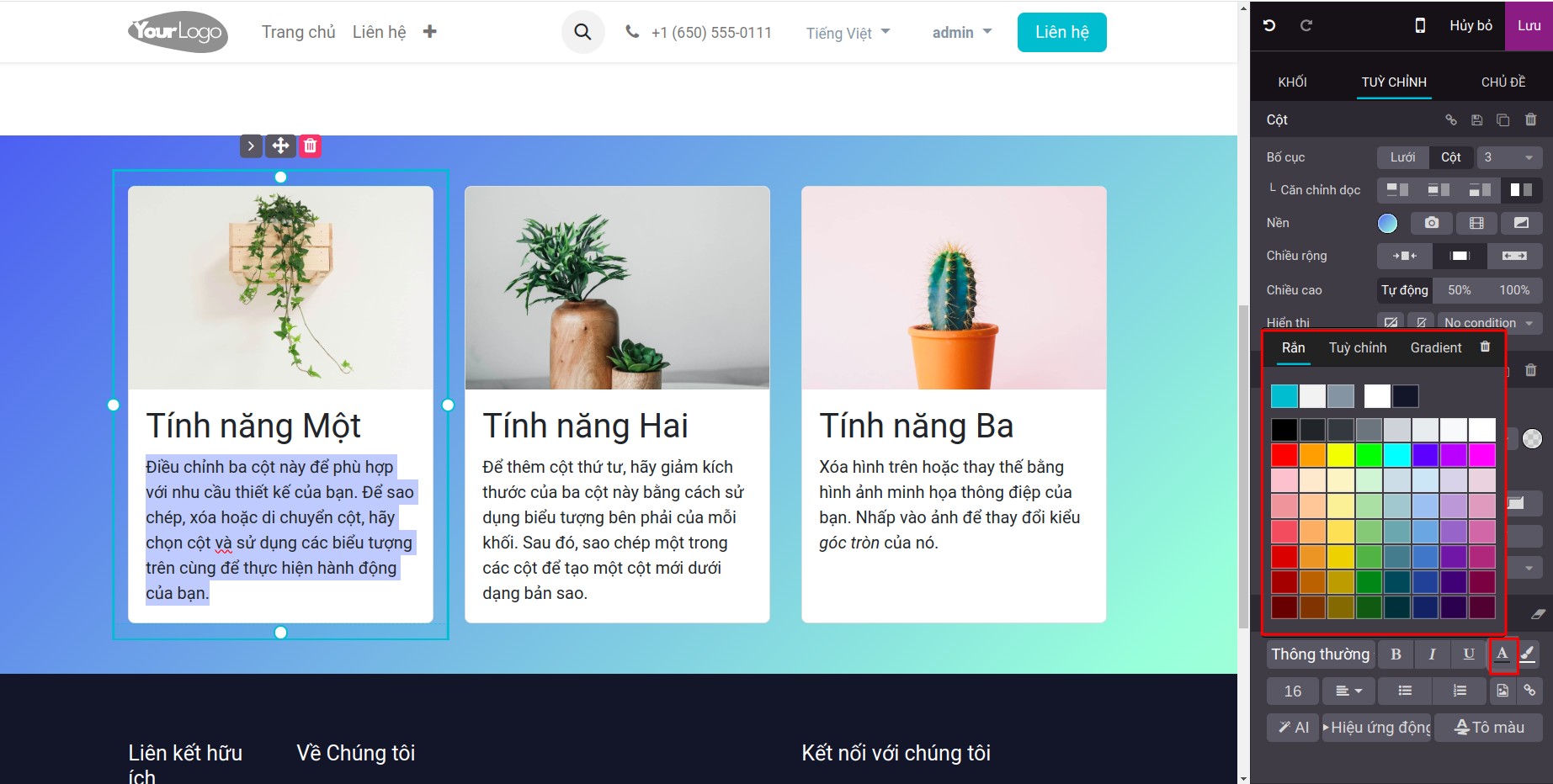 Chỉnh sửa màu phông chữ của văn bản