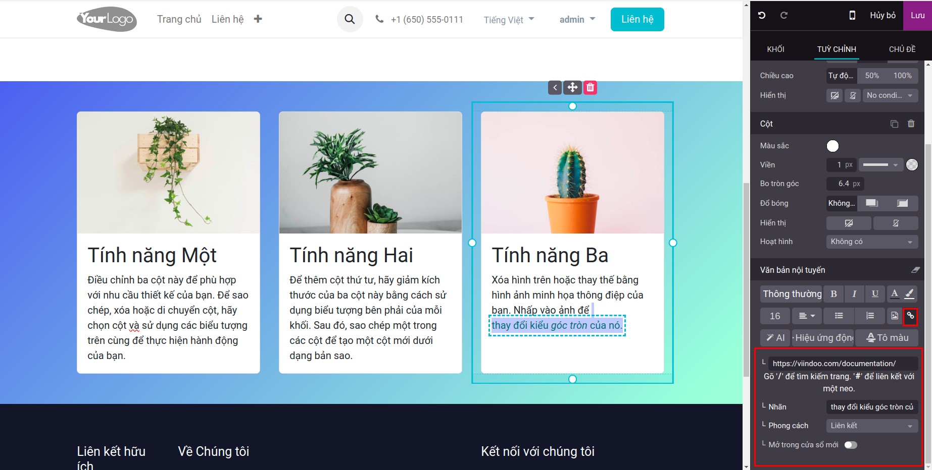 Thêm đường dẫn URL hoặc email
