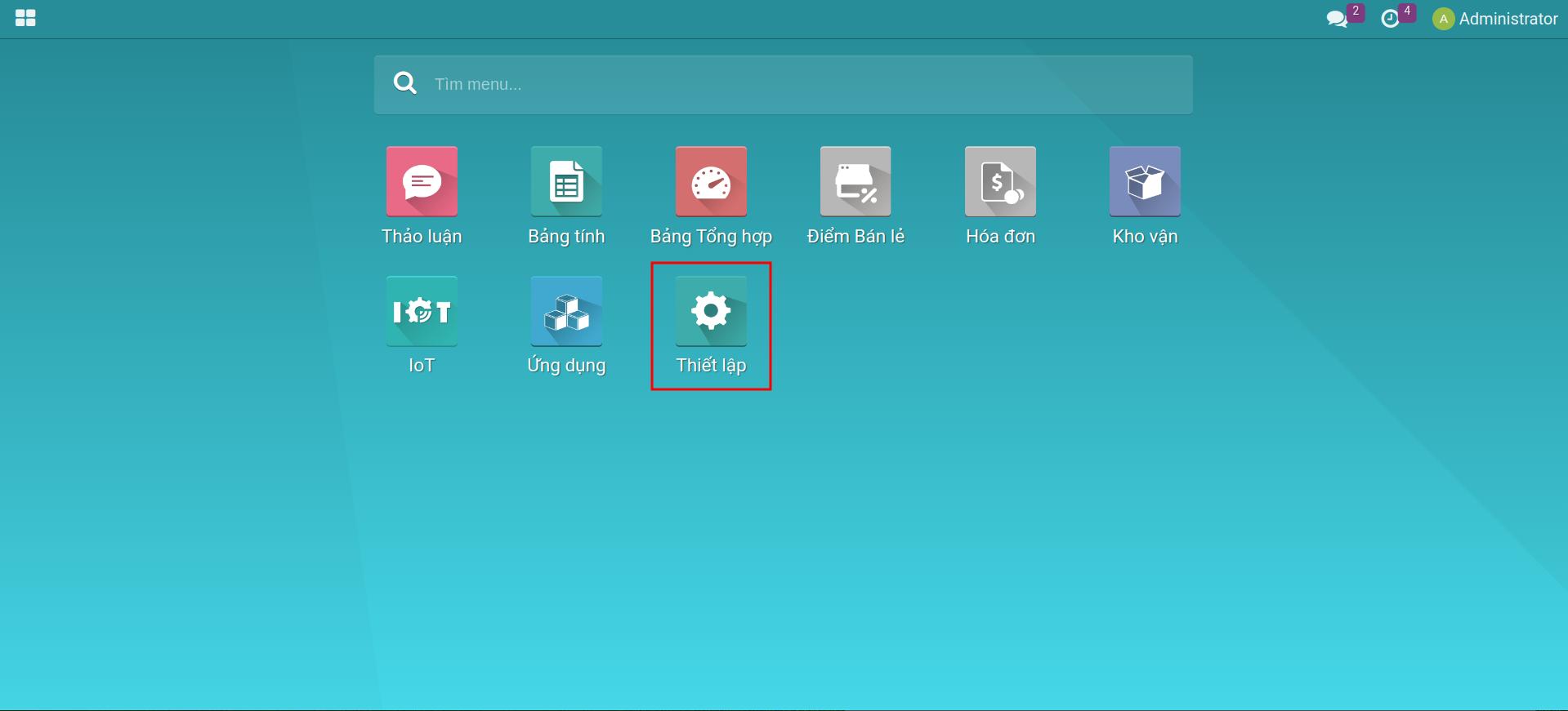 Lựa chọn Thiết lập