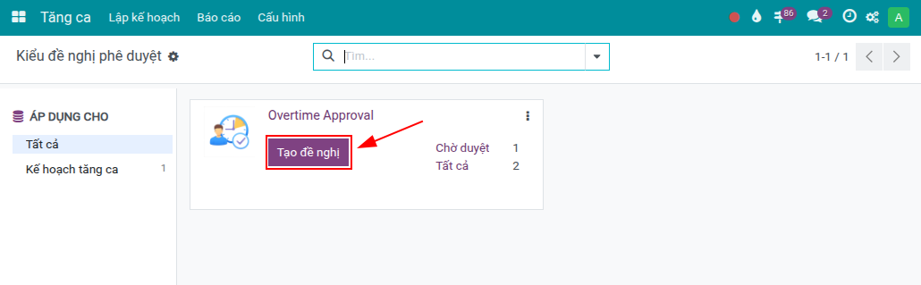 Nhân viên đề nghị tăng ca và chọn nhận ngày nghỉ bù