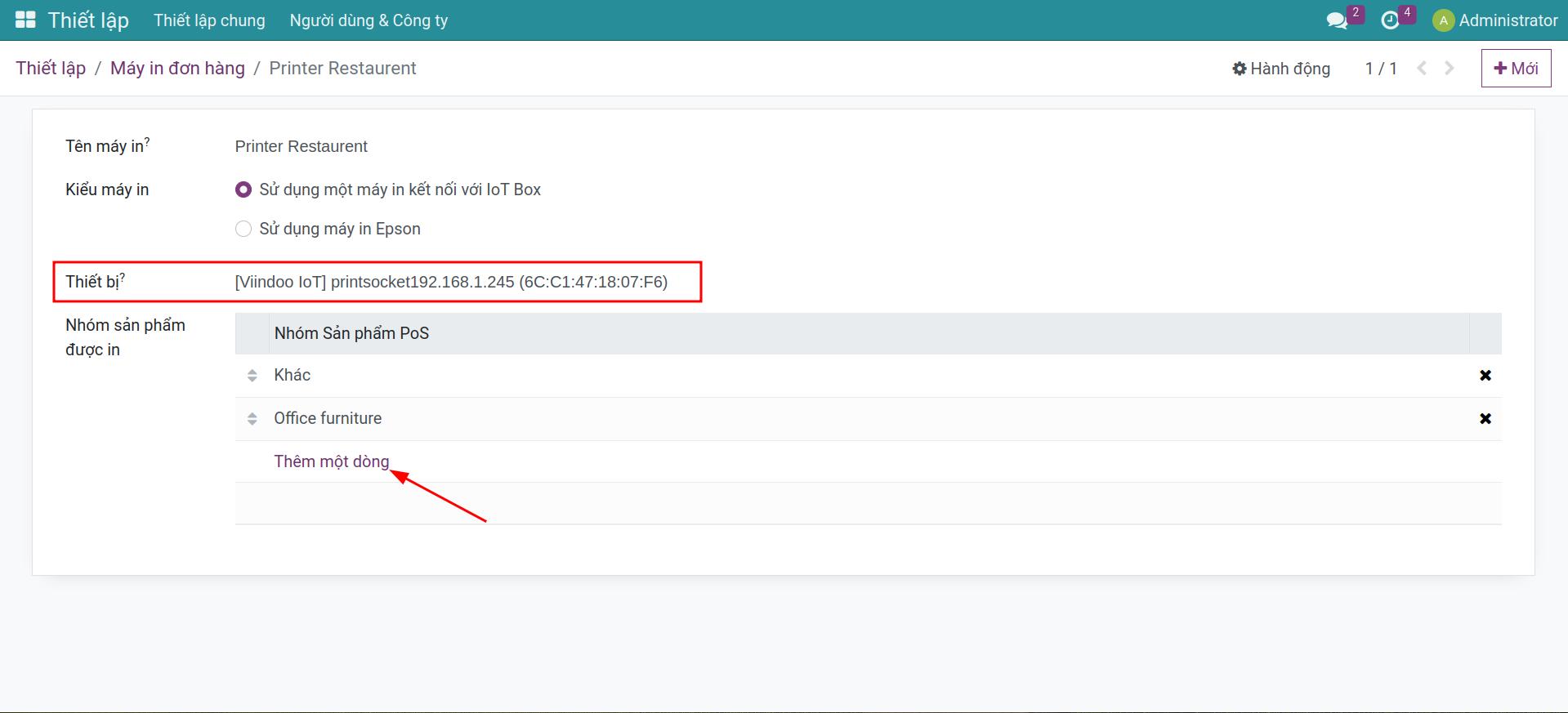 Lựa chọn in thông qua IoT