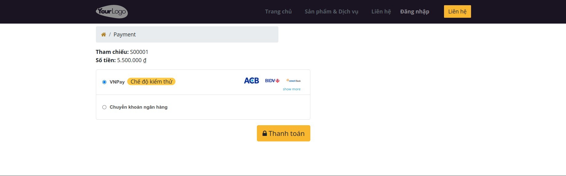 Thanh toán trên trang thương mại điện tử bằng VNPay