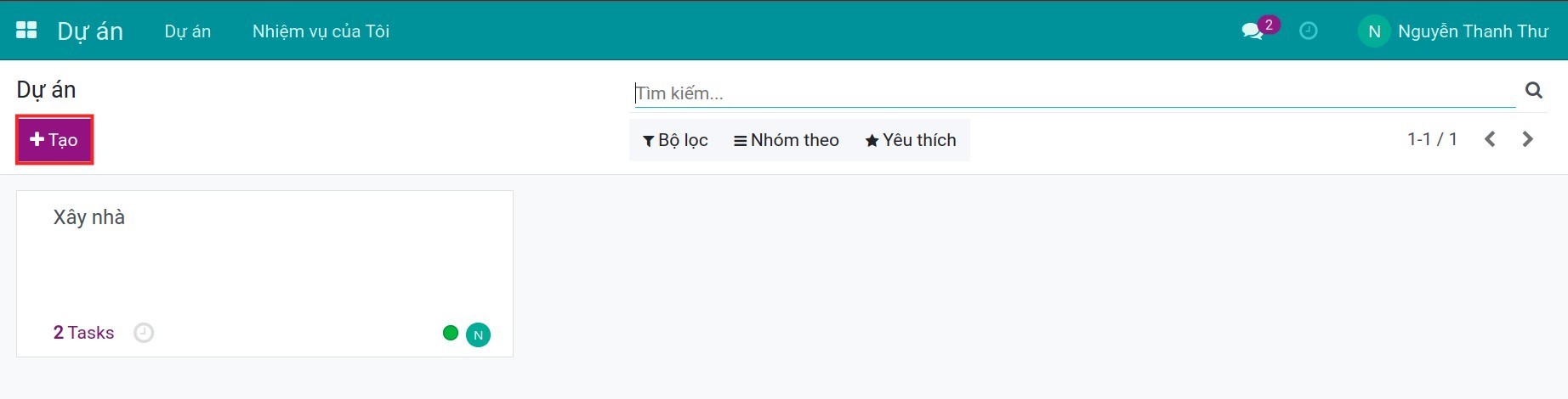 Tạo mới Dự án