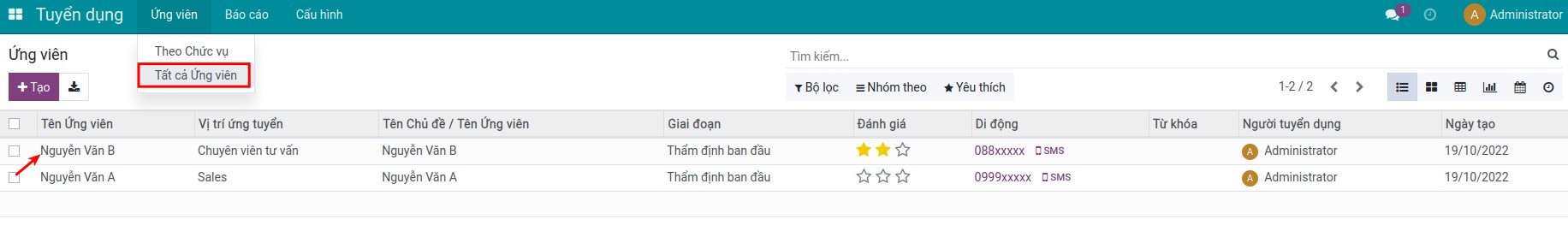 Ghi nhận kỹ năng trên hồ sơ ứng viên