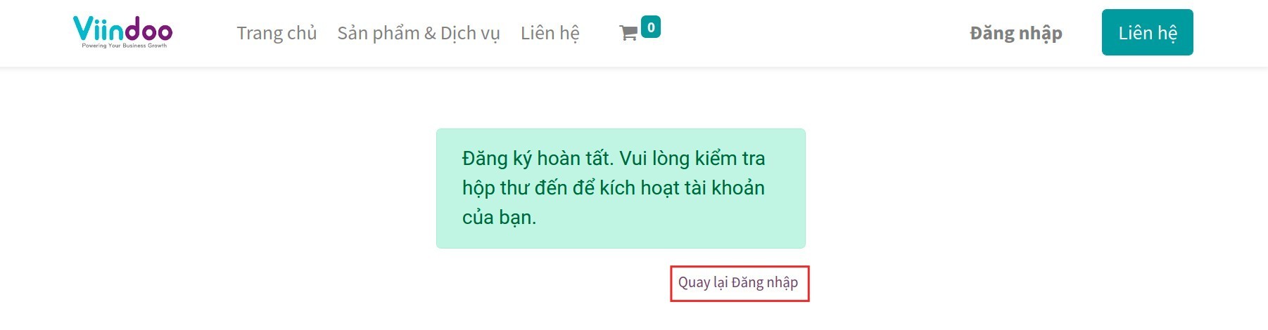 Thông báo đăng ký thành công