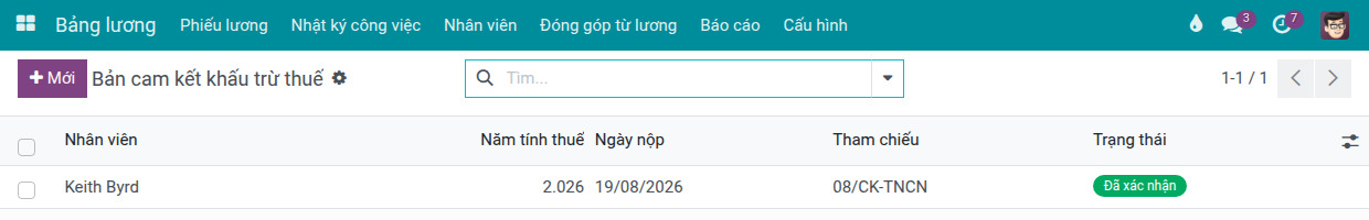 Bản cam kết khấu trừ thuế TNCN