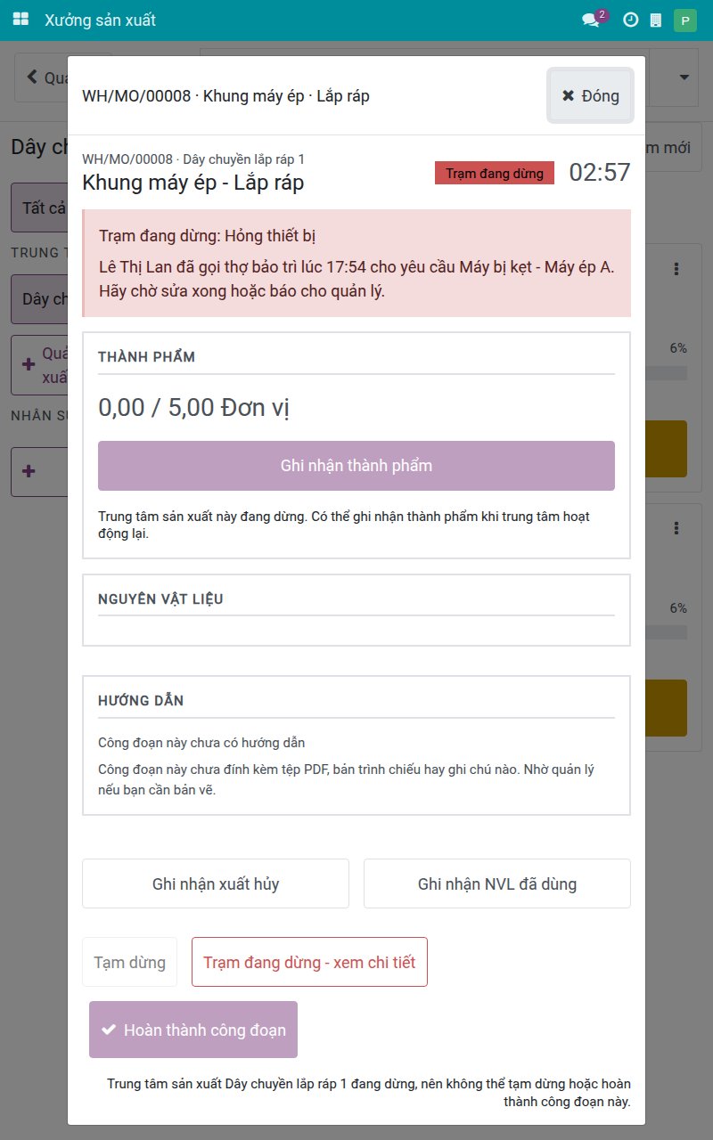 Dải màu đỏ Trạm đang dừng cho biết ai đã gọi thợ bảo trì