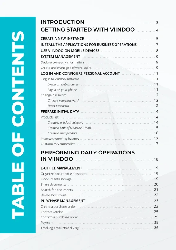 Table of content Ebook