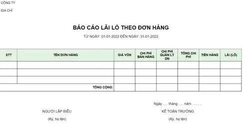 mẫu báo cáo lãi lỗ