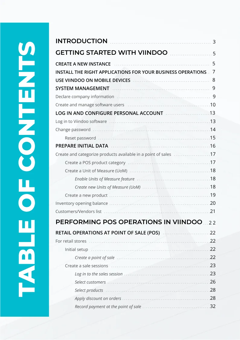 Table of content Ebook
