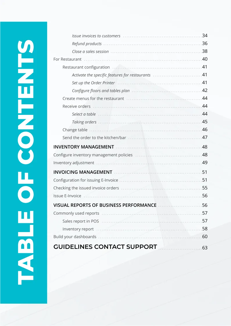 Table of content Ebook