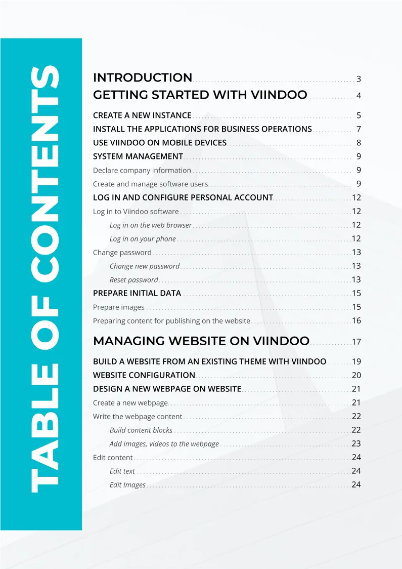 Table of content Ebook