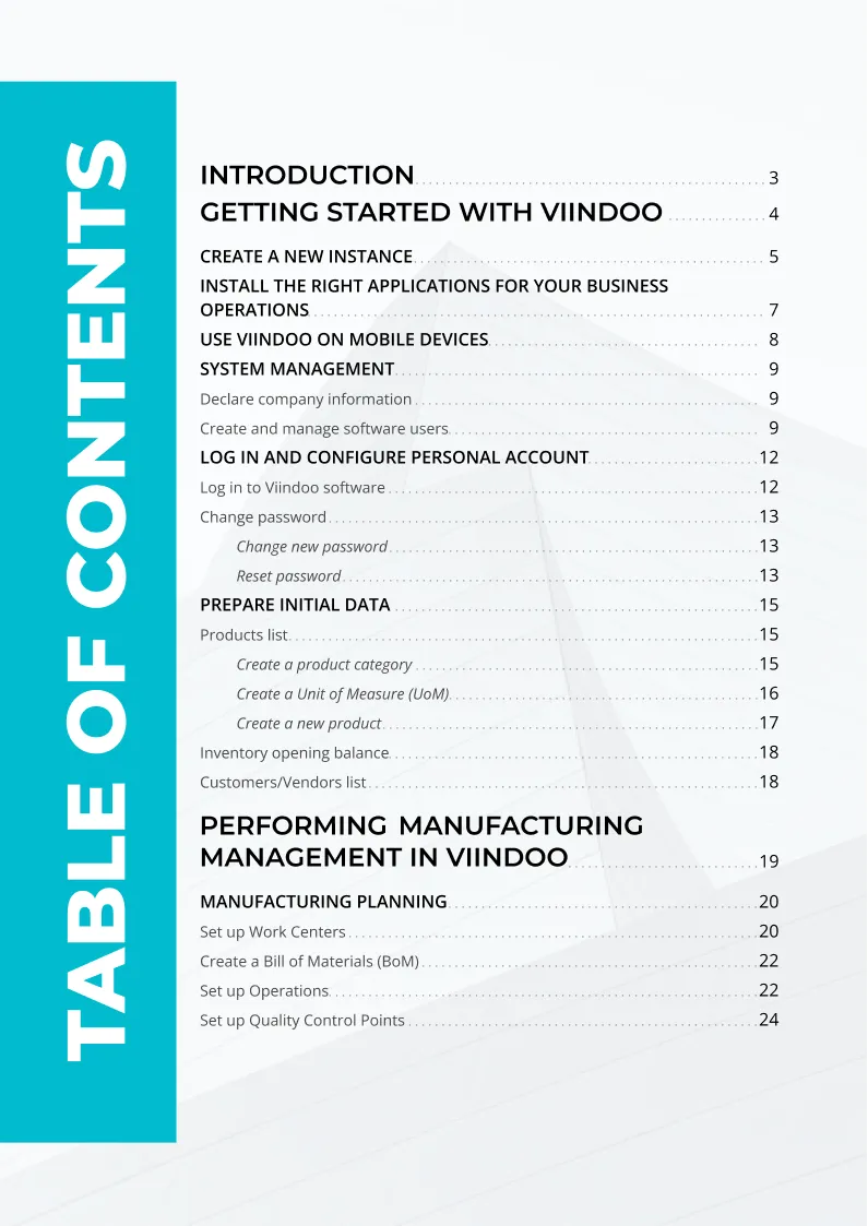 Quick Start Guide with Viindoo Manufacturing