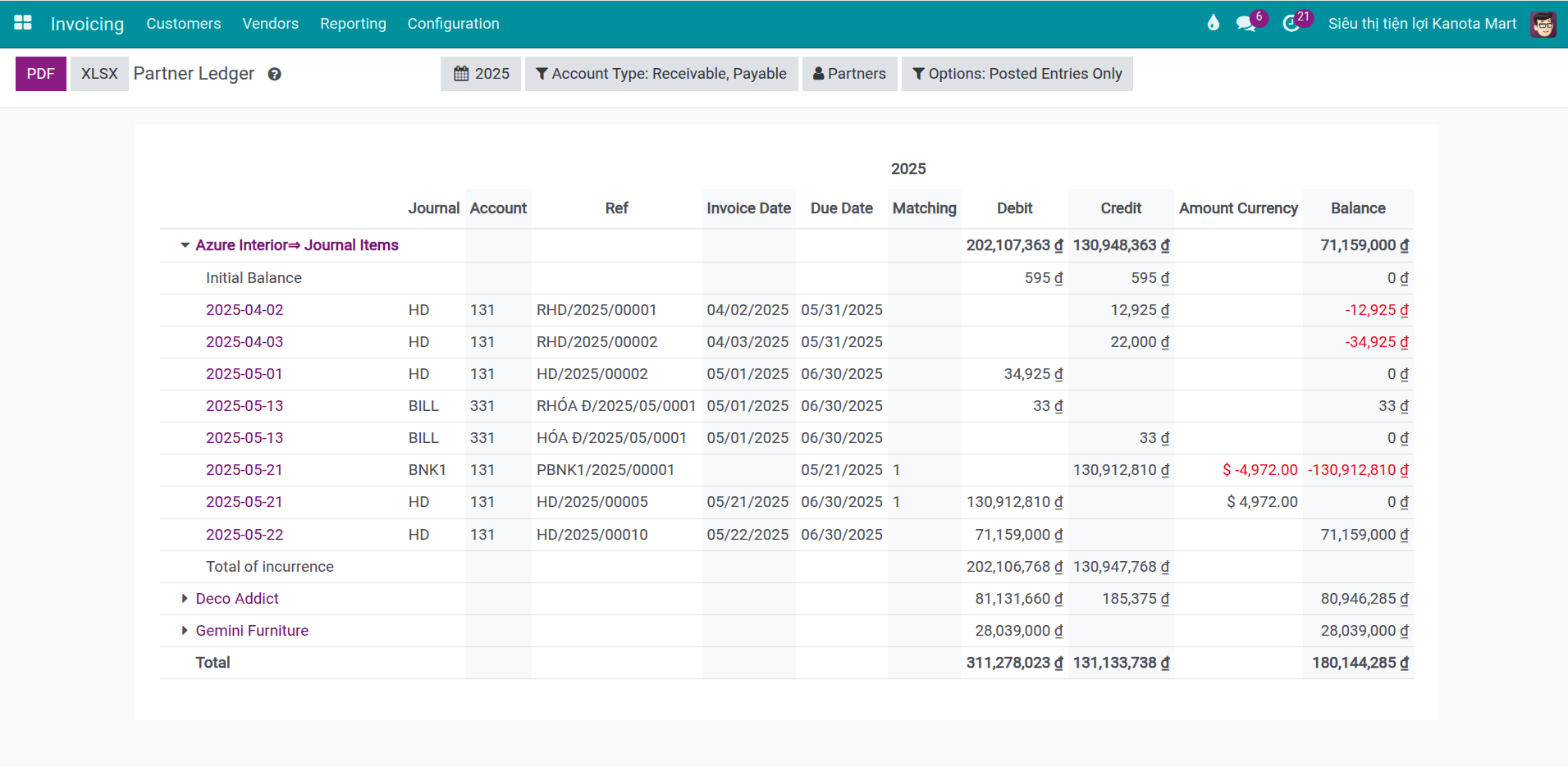 Viindoo Invoicing Report - Partner Ledger Viindoo Invoicing Report - Partner Ledger
