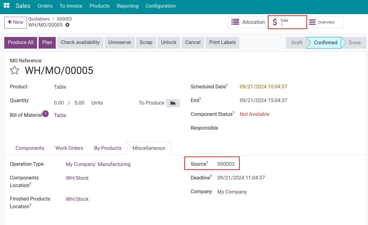Manufacturing order linked back to its sales order in Viindoo Manufacturing order linked back to its sales order in Viindoo